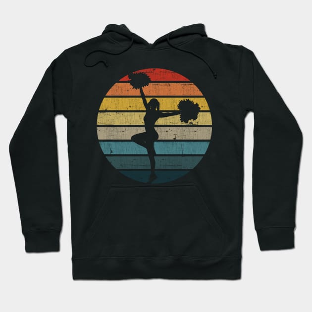 Cheerleader Silhouette On A Distressed Retro Sunset design Hoodie by theodoros20